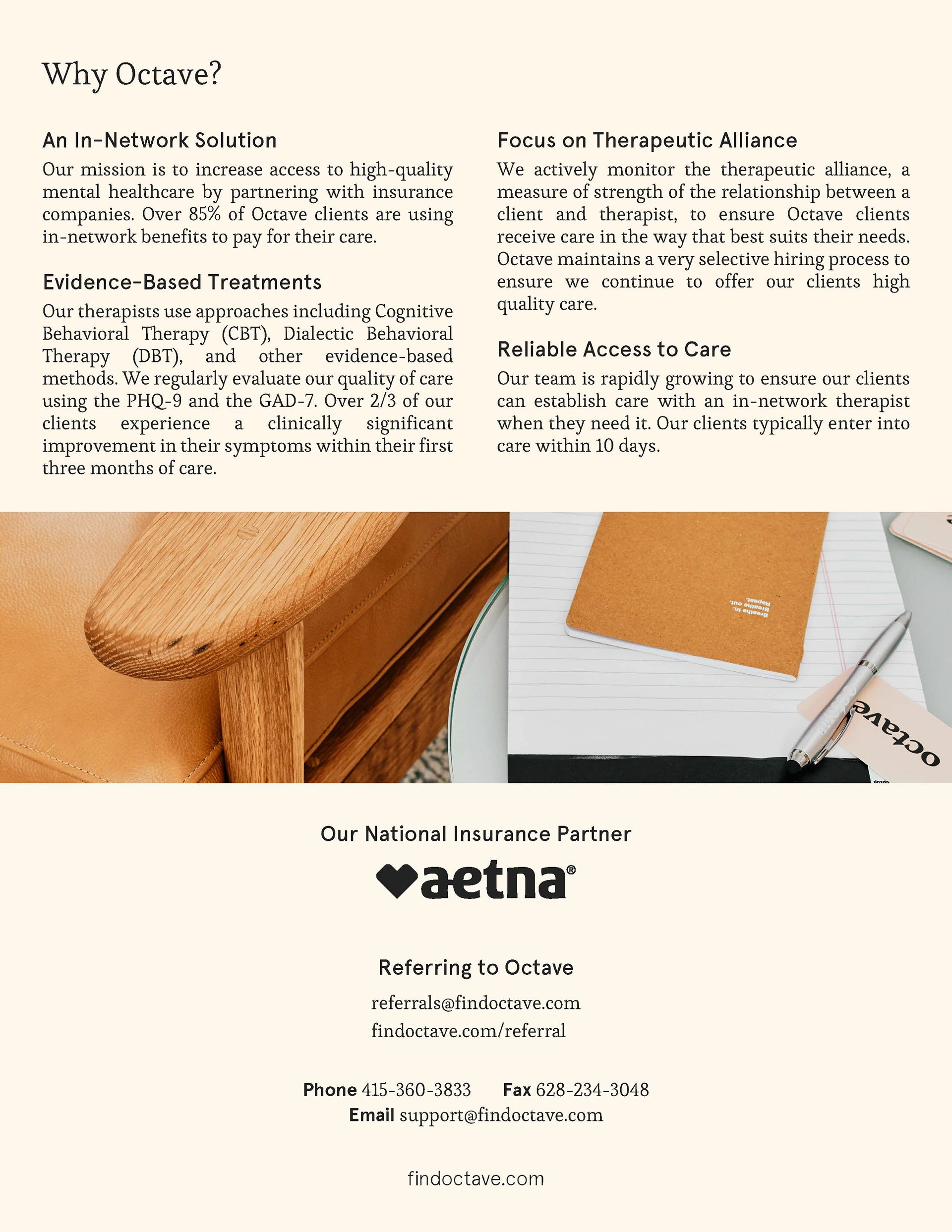 One-sheet marketing collateral, laptop context photo