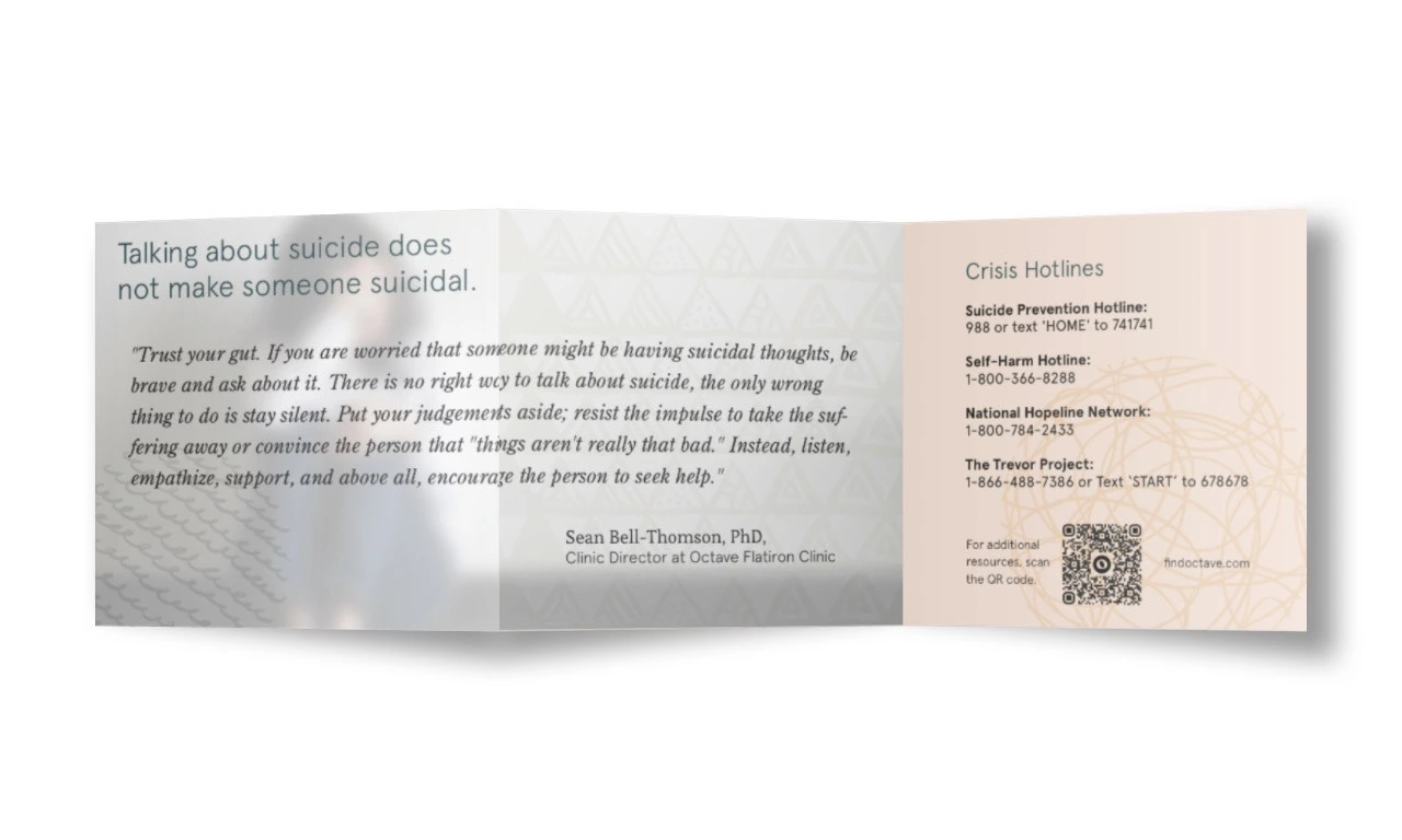 Suicide prevention Z-fold brochure spread