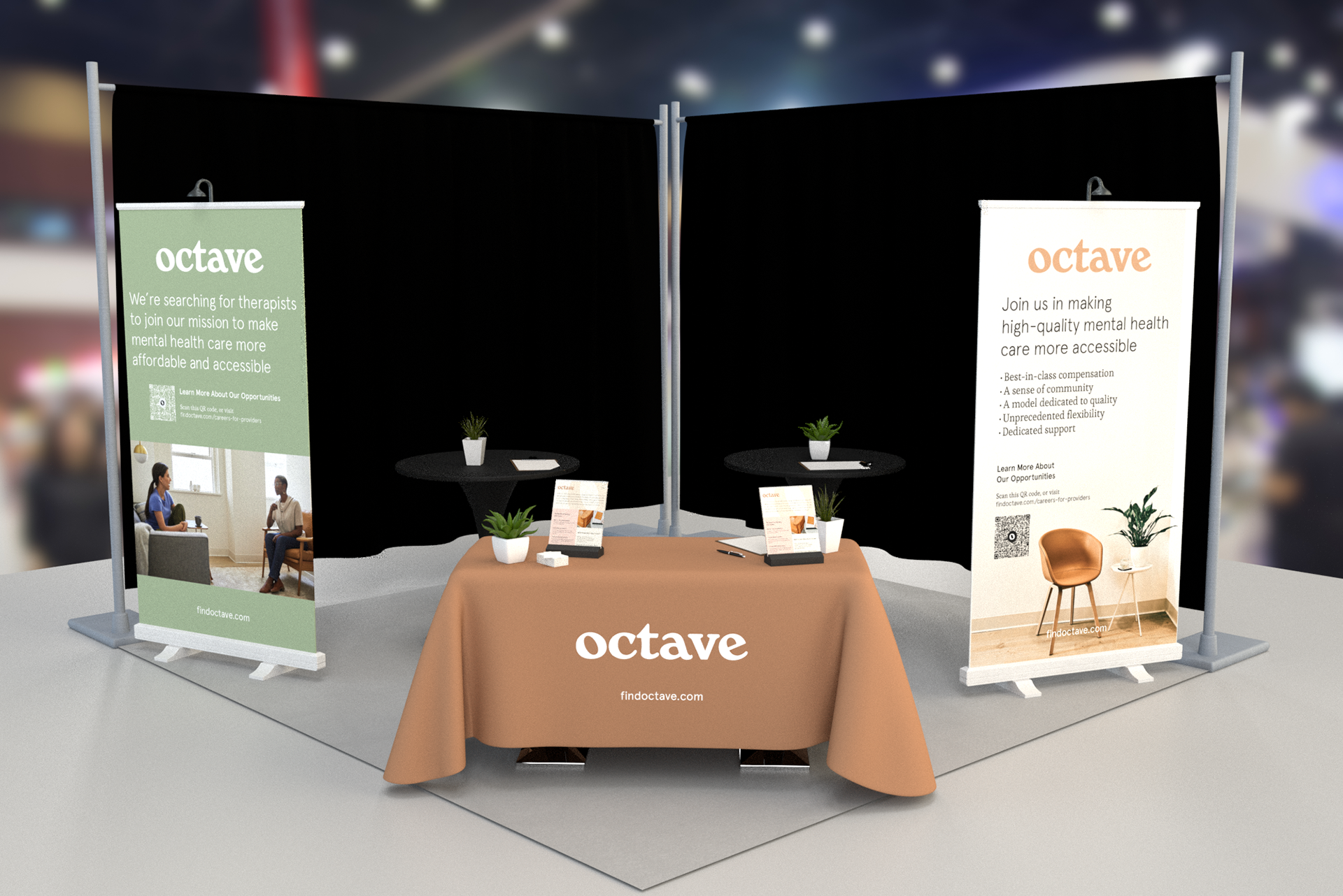 Conference booth presence with pull-up banner designs