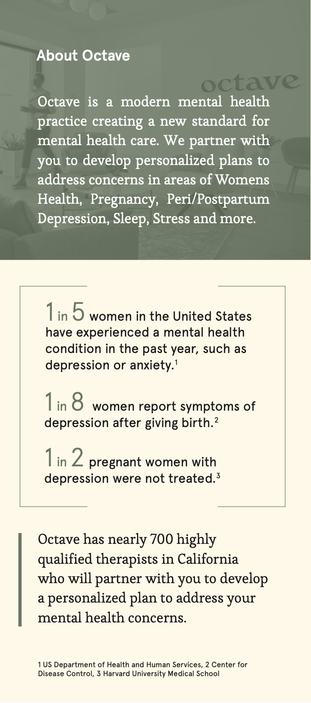 Bi-fold brochure for OB/GYN offices about women's mental health services