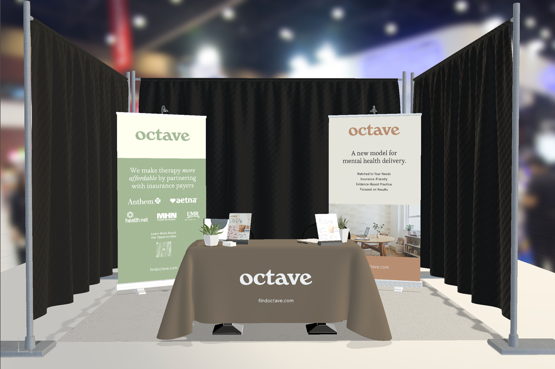Conference booth presence with pull-up banner designs